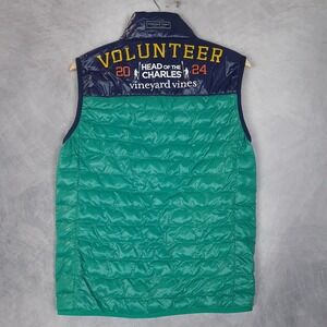 Vineyard Vines Vest Mens XS Green Navy Puffer Head Of The Charles 2024 Rowing